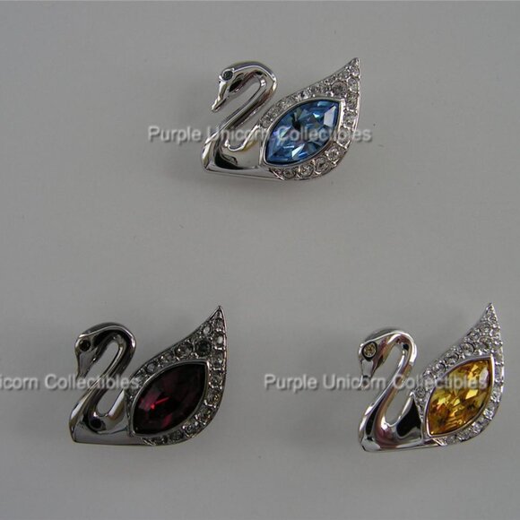 Swarovski Crystal Swan Tac Pins Set of 3 SCS 2002-2003-2004 Magic of Dance - Picture 1 of 4